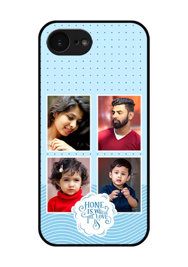 Apple iPhone 17e Custom Glass Phone Case - Cute Love Quote With 4 Pic Upload Design