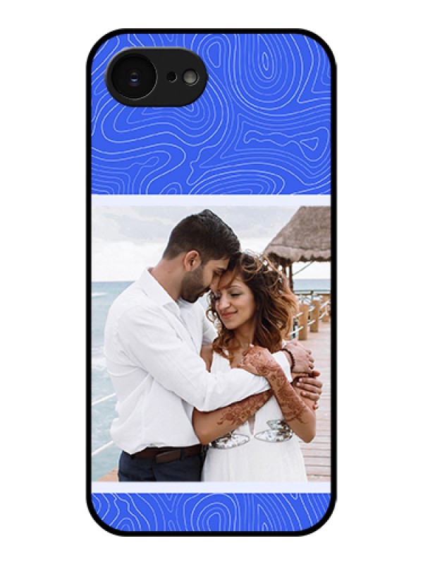Custom Apple iPhone 17e Custom Glass Phone Case - Curved Line Art With Blue And White Design