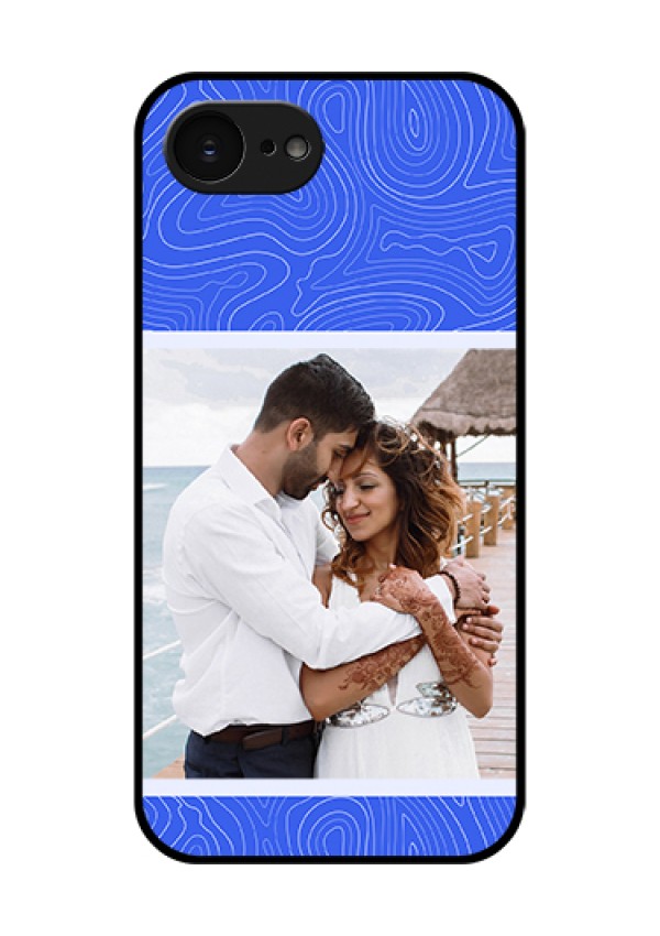 Apple iPhone 17e Custom Glass Phone Case - Curved Line Art With Blue And White Design