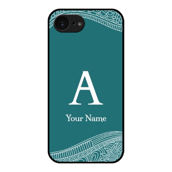 Apple iPhone 17e Custom Glass Phone Case - Line Art Pattern With Custom Name Design Apple iPhone 17e Custom Glass Phone Case - Line Art Pattern With Custom Name Design