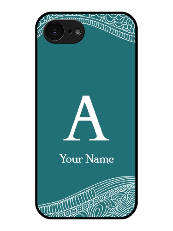 Custom Apple iPhone 17e Custom Glass Phone Case - Line Art Pattern With Custom Name Design