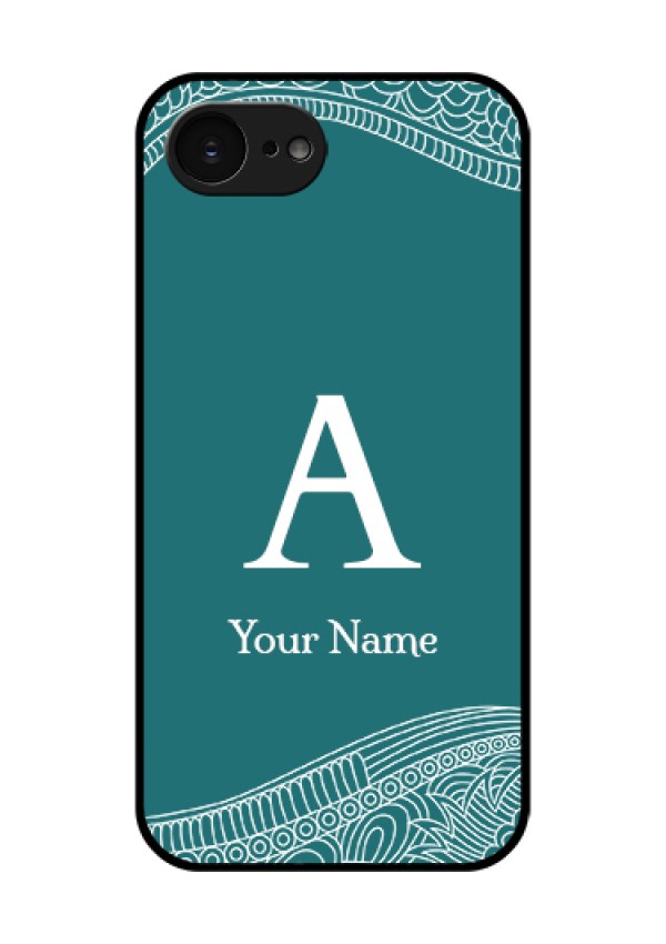 Apple iPhone 17e Custom Glass Phone Case - Line Art Pattern With Custom Name Design