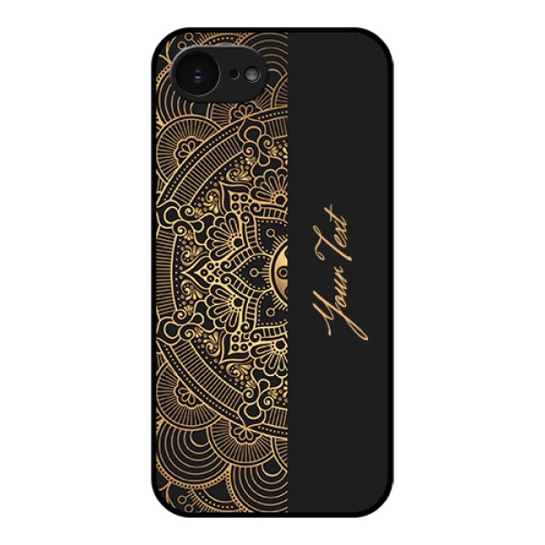 Apple iPhone 17e Custom Glass Phone Case - Mandala Art With Custom Text Design Apple iPhone 17e Custom Glass Phone Case - Mandala Art With Custom Text Design