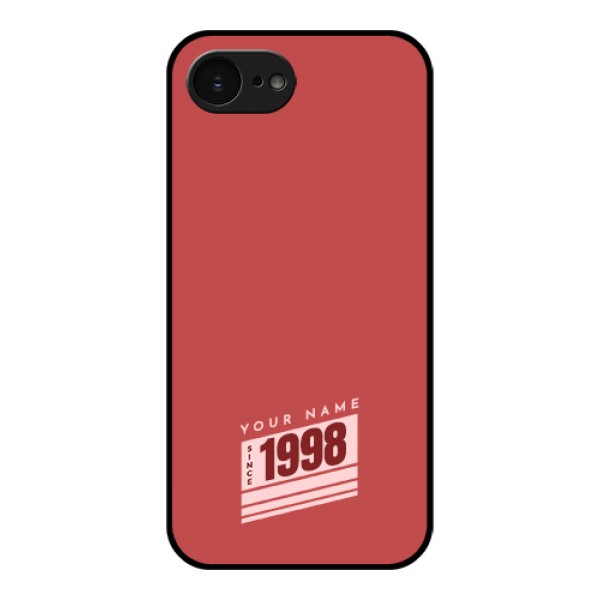 Apple iPhone 17e Custom Glass Phone Case - Red Custom Year Of Birth Design Apple iPhone 17e Custom Glass Phone Case - Red Custom Year Of Birth Design