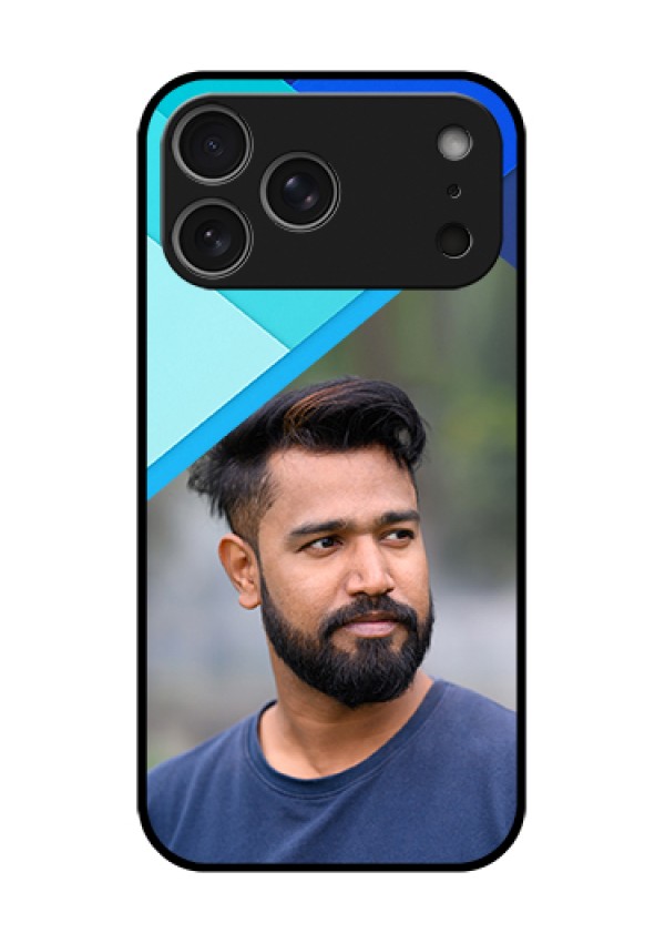 Apple iPhone 18 Pro Max Custom Glass Phone Case - Blue Pattern Design