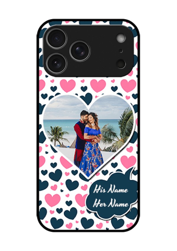 Apple iPhone 18 Pro Max Custom Glass Phone Case - Pink & Blue Heart Design