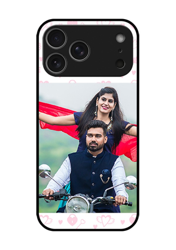 Apple iPhone 18 Pro Max Custom Glass Phone Case - Pink Flying Heart Design