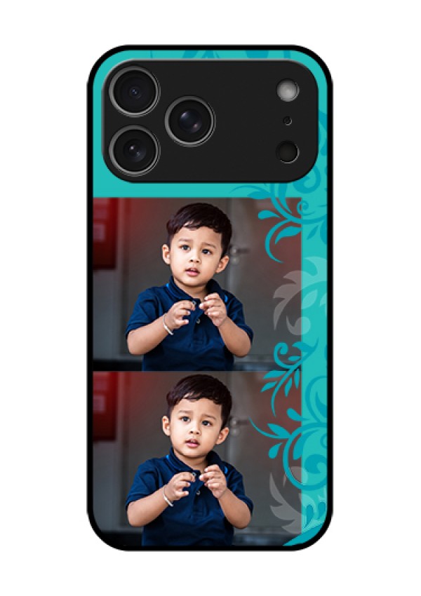 Apple iPhone 18 Pro Max Custom Glass Phone Case - With Photo And Green Floral Design