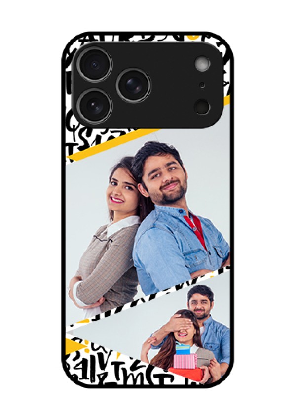 Apple iPhone 18 Pro Max Custom Glass Phone Case - Letters Pattern Design