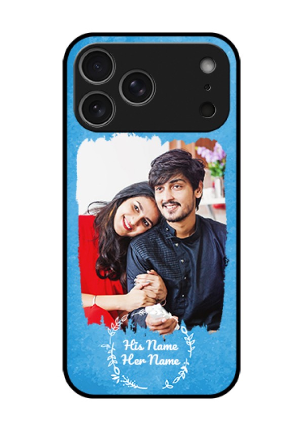 Apple iPhone 18 Pro Max Custom Glass Phone Case - Blue Color Vintage Design