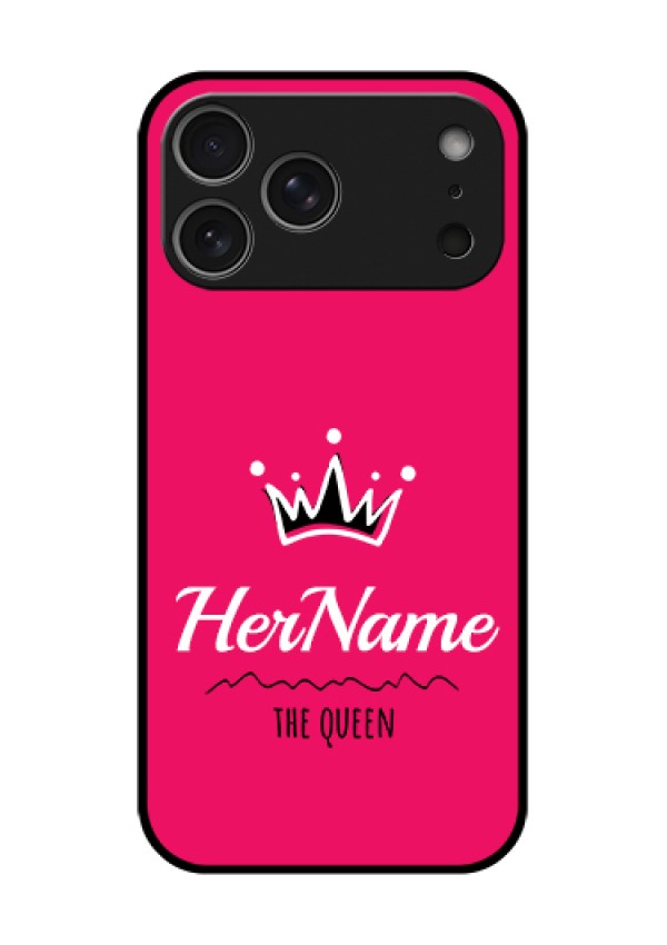 Apple iPhone 18 Pro Max Custom Glass Phone Case - Queen With Name Design