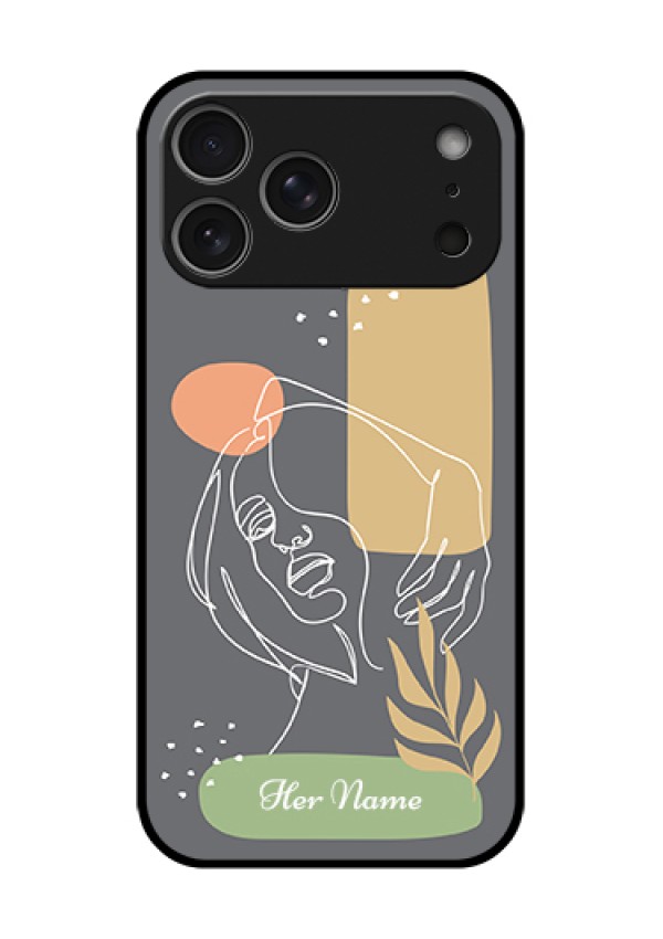 Apple iPhone 18 Pro Max Custom Glass Phone Case - Gazing Woman Line Art Design