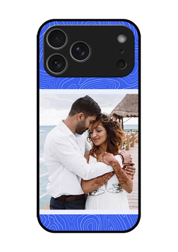 Apple iPhone 18 Pro Max Custom Glass Phone Case - Curved Line Art With Blue And White Design