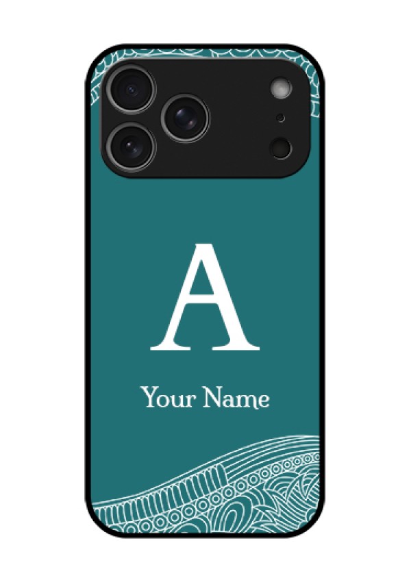 Apple iPhone 18 Pro Max Custom Glass Phone Case - Line Art Pattern With Custom Name Design