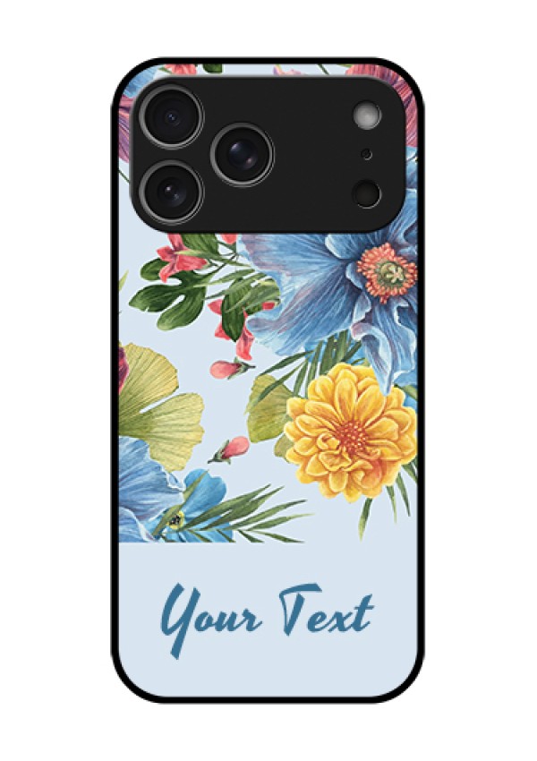 Apple iPhone 18 Pro Max Custom Glass Phone Case - Stunning Watercolored Flowers Painting Design