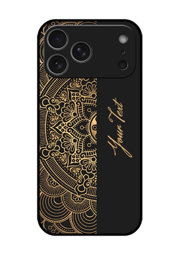 Apple iPhone 18 Pro Max Custom Glass Phone Case - Mandala Art With Custom Text Design