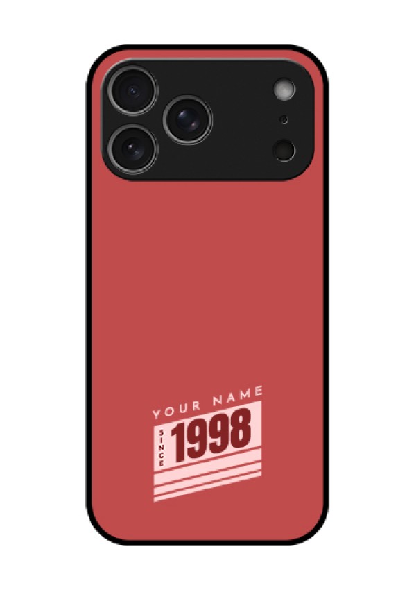 Apple iPhone 18 Pro Max Custom Glass Phone Case - Red Custom Year Of Birth Design
