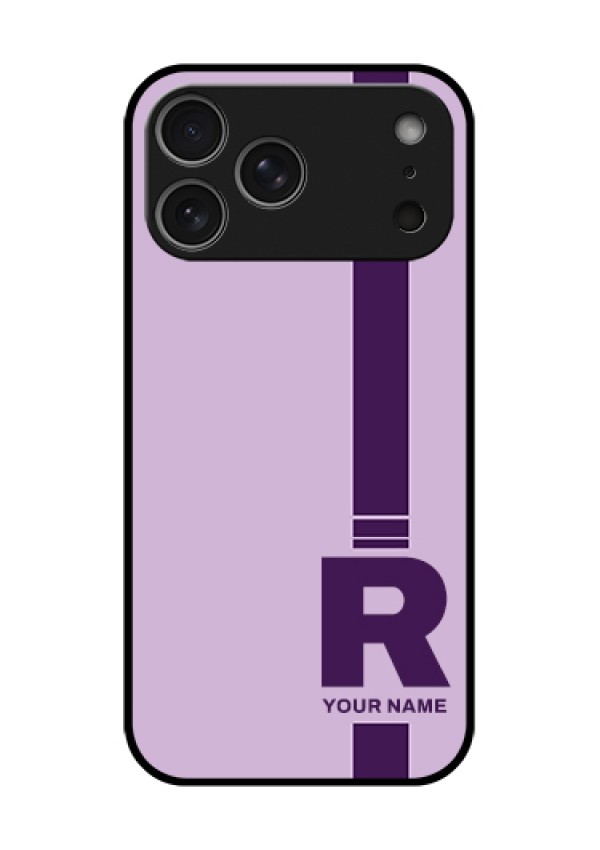Apple iPhone 18 Pro Max Custom Glass Phone Case - Simple Dual Tone Stripe With Name Design