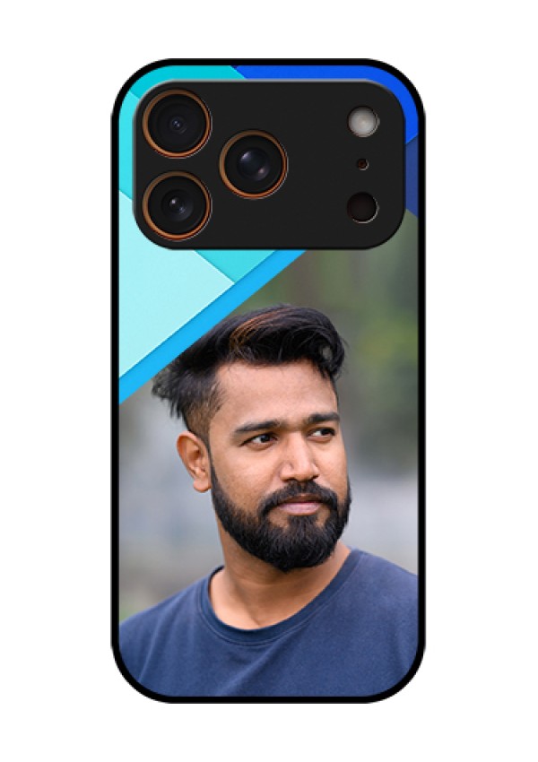 Apple iPhone 18 Pro Custom Glass Phone Case - Blue Pattern Design