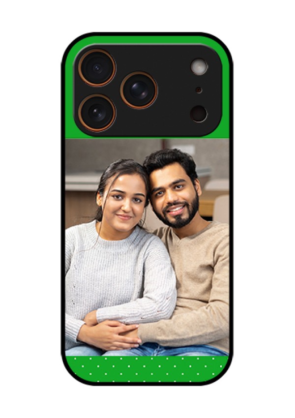 Apple iPhone 18 Pro Custom Glass Phone Case - Green Pattern Design