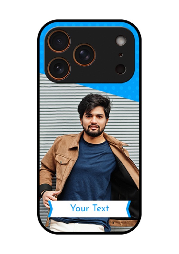 Apple iPhone 18 Pro Custom Glass Phone Case - Simple Blue Color Design