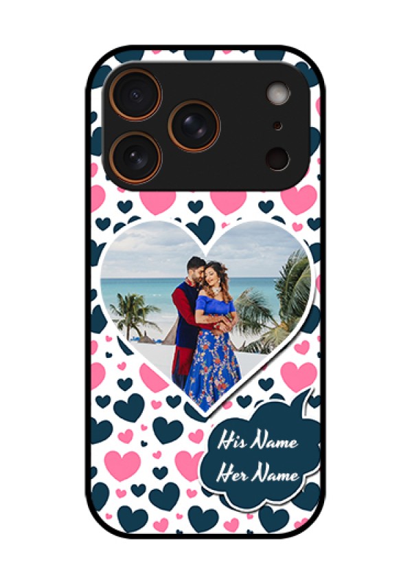Apple iPhone 18 Pro Custom Glass Phone Case - Pink & Blue Heart Design