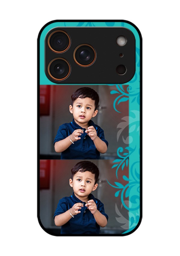 Apple iPhone 18 Pro Custom Glass Phone Case - With Photo And Green Floral Design