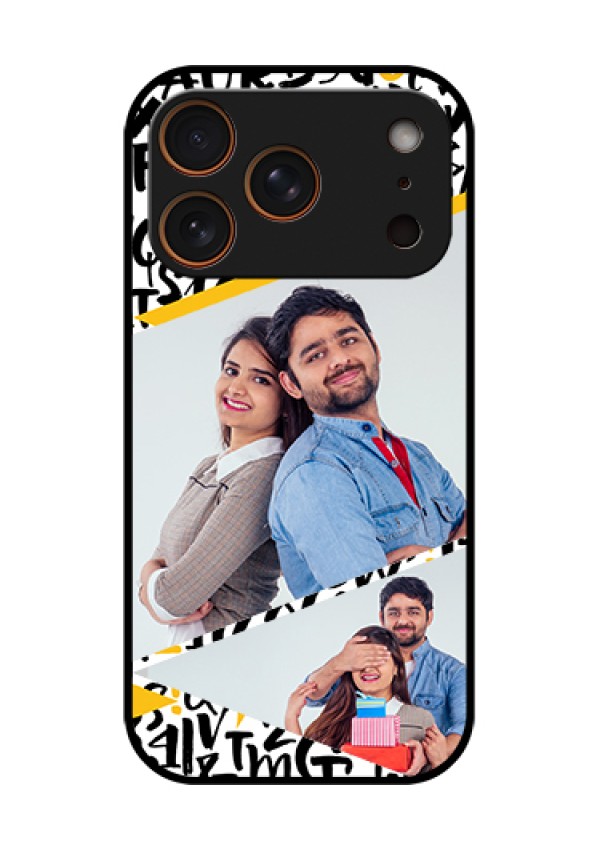 Apple iPhone 18 Pro Custom Glass Phone Case - Letters Pattern Design