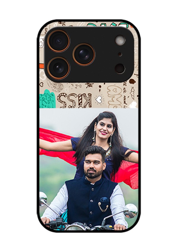 Apple iPhone 18 Pro Custom Glass Phone Case - Love Doodle Pattern