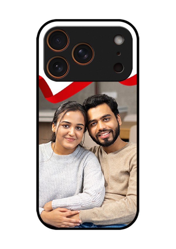 Apple iPhone 18 Pro Custom Glass Phone Case - Red Ribbon Frame Design