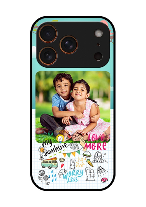 Apple iPhone 18 Pro Custom Glass Phone Case - Doodle Love Design