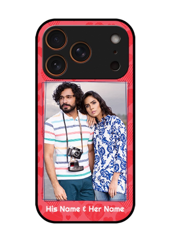 Apple iPhone 18 Pro Custom Glass Phone Case - With Red Heart Symbols Design