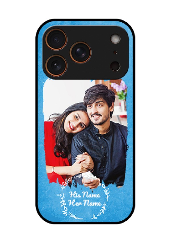 Apple iPhone 18 Pro Custom Glass Phone Case - Blue Color Vintage Design