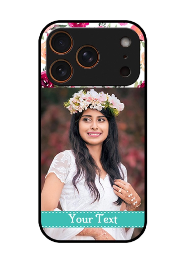 Apple iPhone 18 Pro Custom Glass Phone Case - Water Colors Floral Design