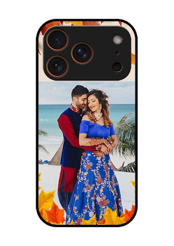 Apple iPhone 18 Pro Custom Glass Phone Case - Autumn Maple Leaves Design