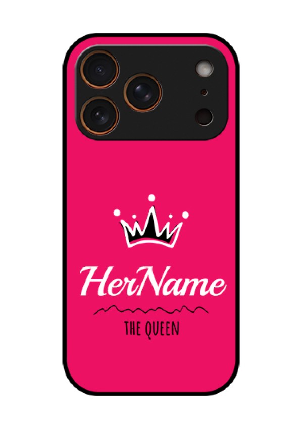 Apple iPhone 18 Pro Custom Glass Phone Case - Queen With Name Design