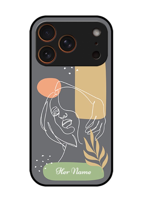 Apple iPhone 18 Pro Custom Glass Phone Case - Gazing Woman Line Art Design