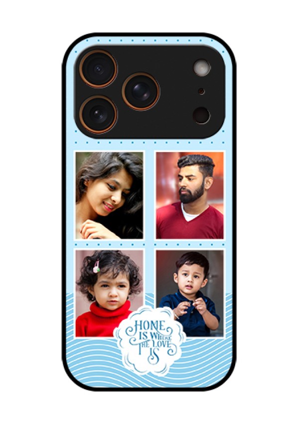 Apple iPhone 18 Pro Custom Glass Phone Case - Cute Love Quote With 4 Pic Upload Design