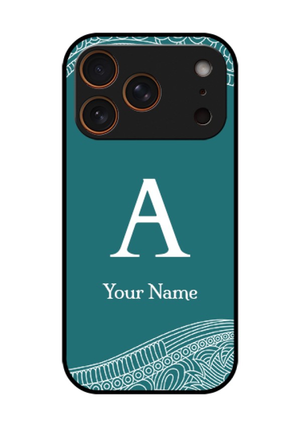 Apple iPhone 18 Pro Custom Glass Phone Case - Line Art Pattern With Custom Name Design
