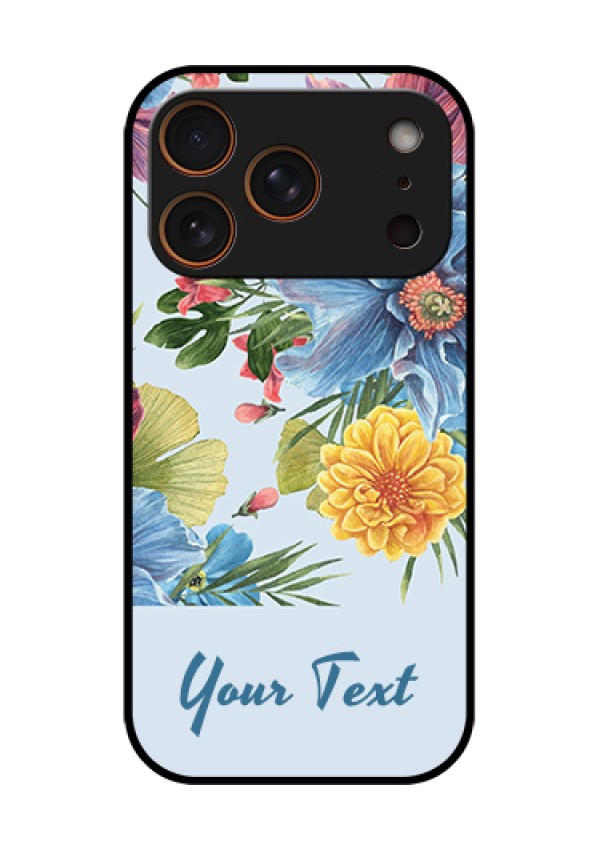Apple iPhone 18 Pro Custom Glass Phone Case - Stunning Watercolored Flowers Painting Design