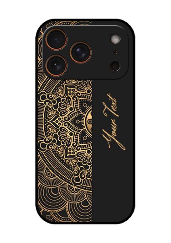 Apple iPhone 18 Pro Custom Glass Phone Case - Mandala Art With Custom Text Design