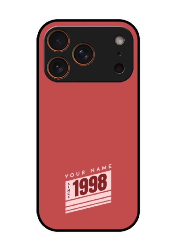 Apple iPhone 18 Pro Custom Glass Phone Case - Red Custom Year Of Birth Design