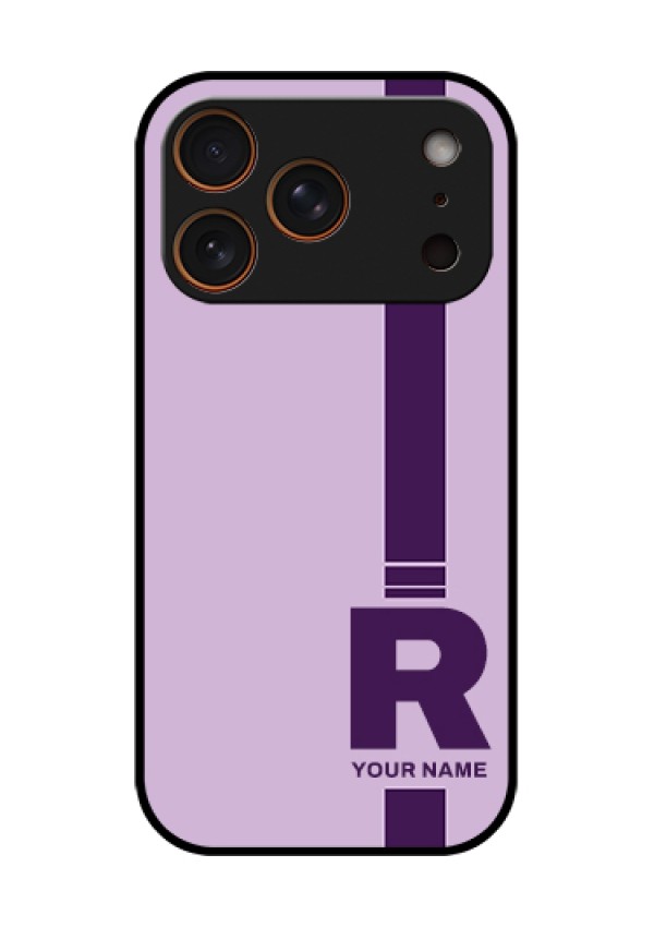 Apple iPhone 18 Pro Custom Glass Phone Case - Simple Dual Tone Stripe With Name Design
