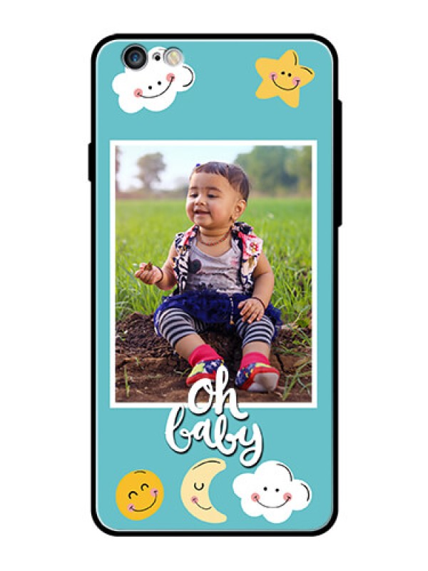 Custom Apple iPhone 6 Plus Personalized Glass Phone Case  - Smiley Kids Stars Design