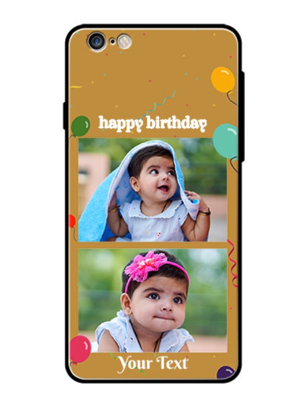 Custom Apple iPhone 6 Plus Personalized Glass Phone Case  - Image Holder with Birthday Celebrations Design