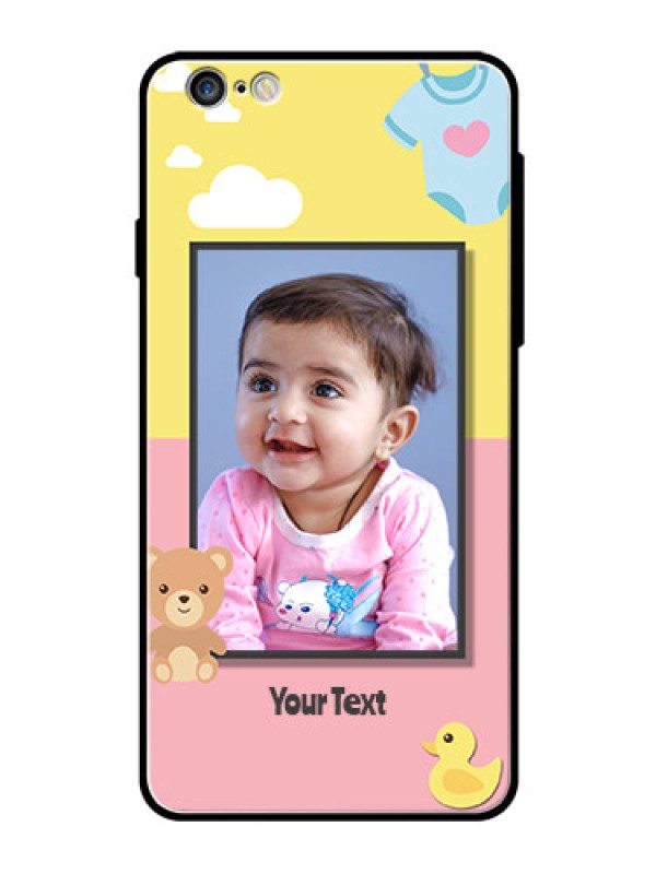 Custom Apple iPhone 6 Plus Photo Printing on Glass Case  - Kids 2 Color Design