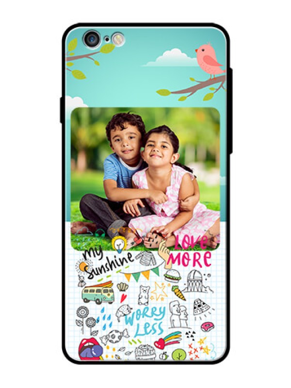 Custom Apple iPhone 6 Plus Photo Printing on Glass Case  - Doodle love Design