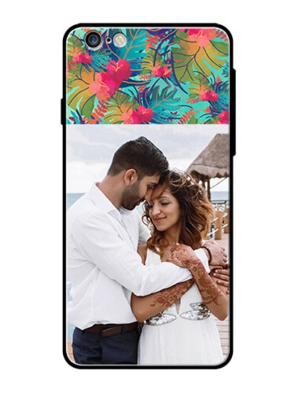 Custom Apple iPhone 6 Plus Photo Printing on Glass Case  - Watercolor Floral Design