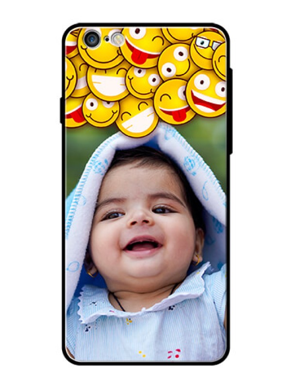 Custom Apple iPhone 6 Plus Custom Glass Mobile Case  - with Smiley Emoji Design