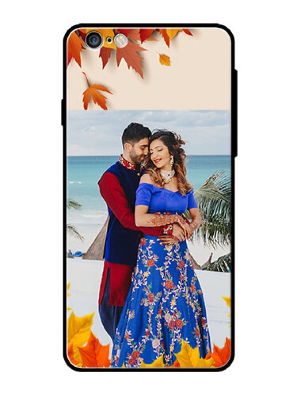 Custom Apple iPhone 6 Plus Photo Printing on Glass Case  - Autumn Maple Leaves Design
